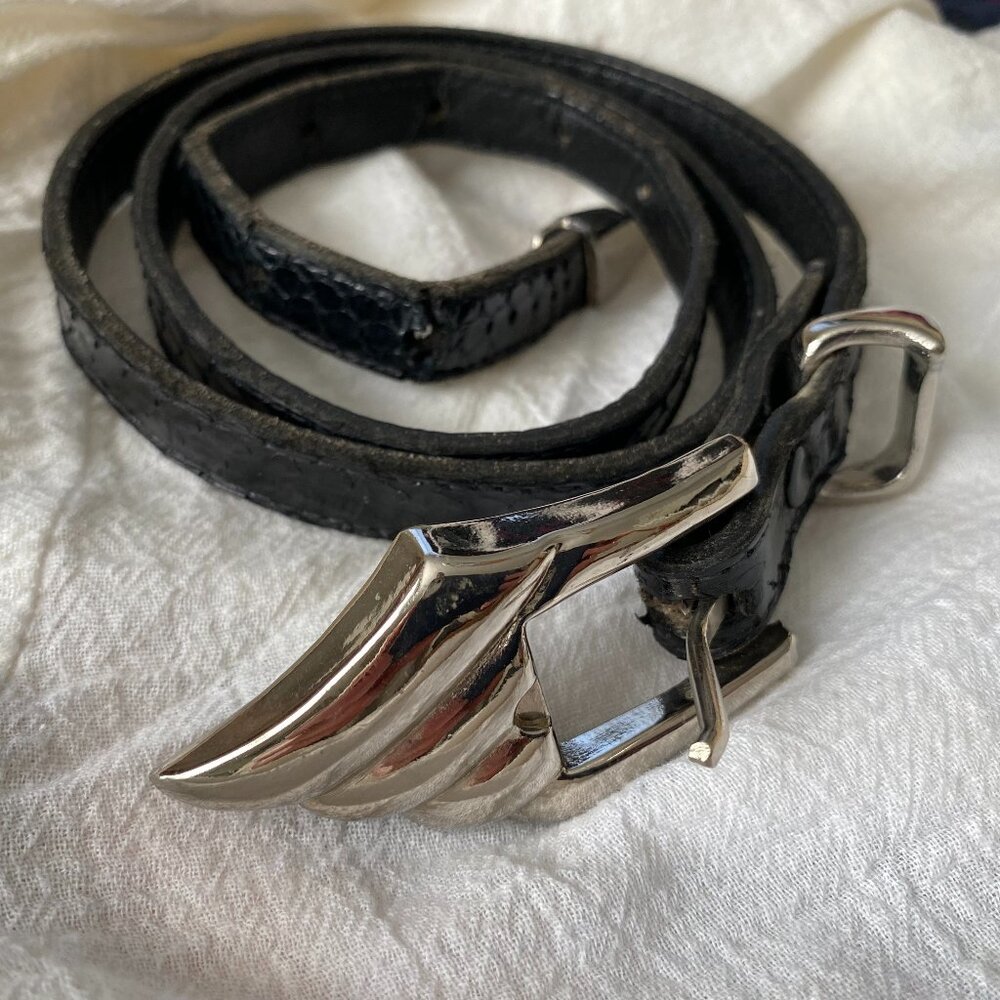 1981 MZ of NY Slim Black Leather Belt